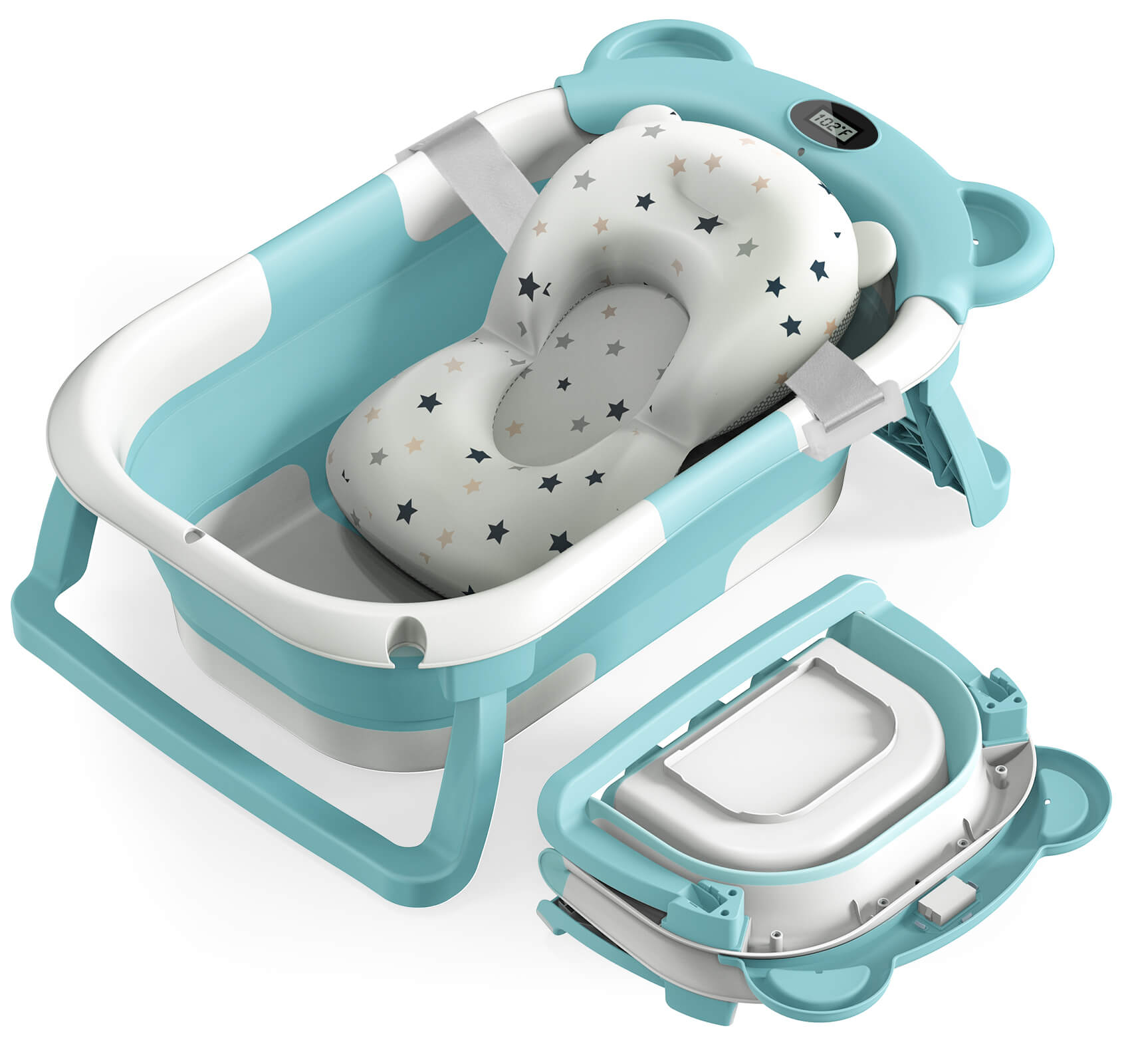 Superb Baby - Foldable baby bath kit with cushion, thermometer and