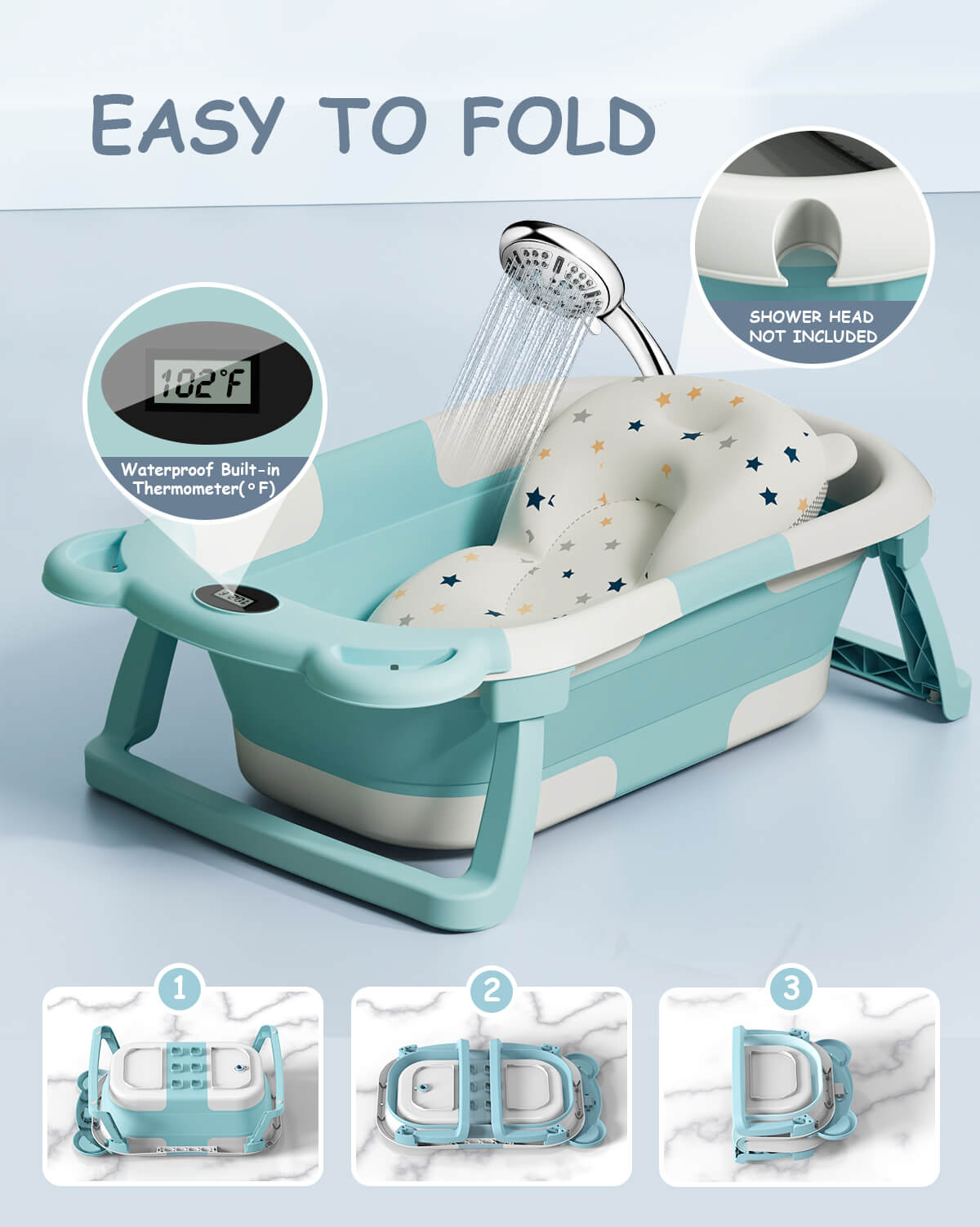 Superb Baby - Foldable baby bath kit with cushion, thermometer and 5 free  balls – Superbe Bébé