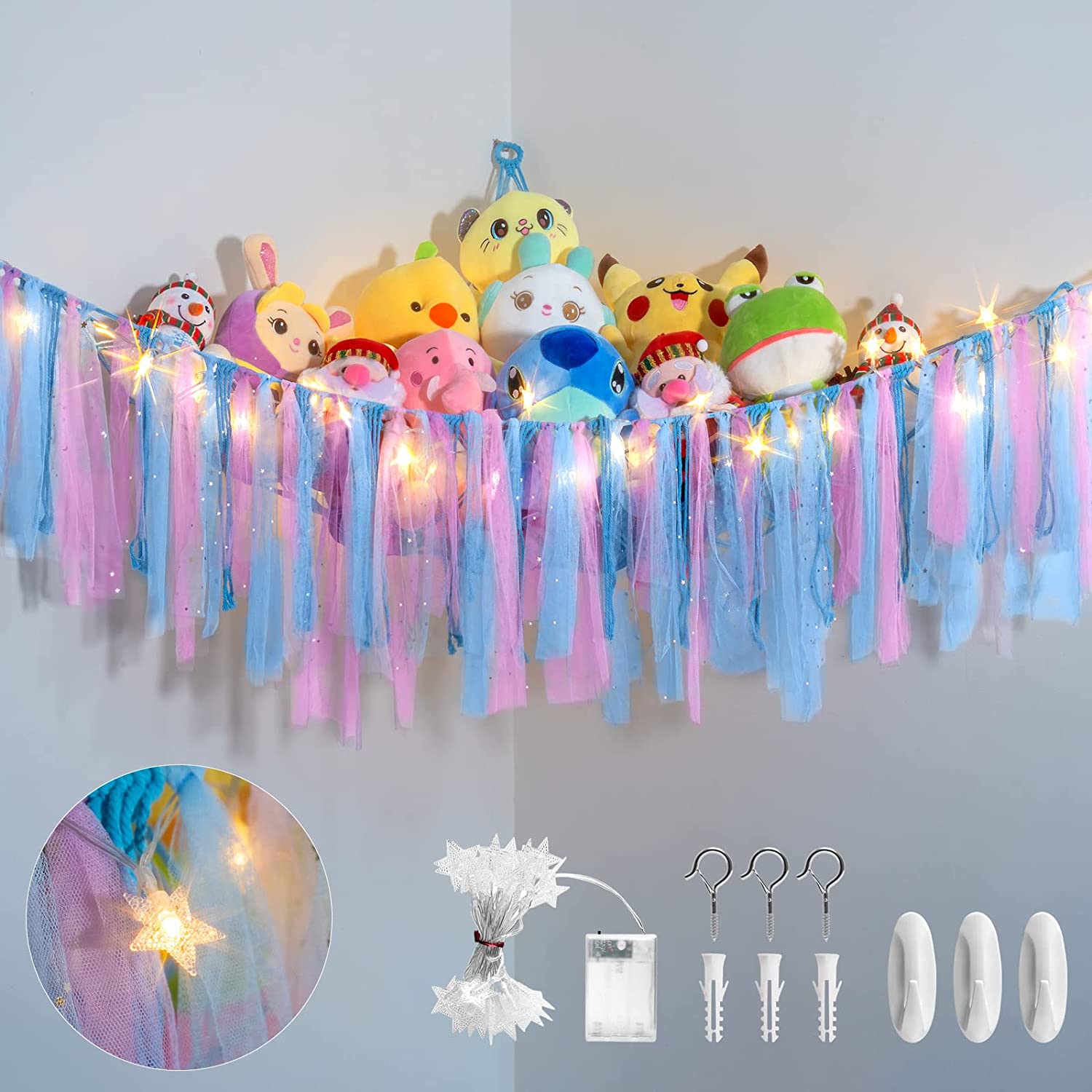Snagshout  Stuffed Animal Net or Hammock with LED Light and