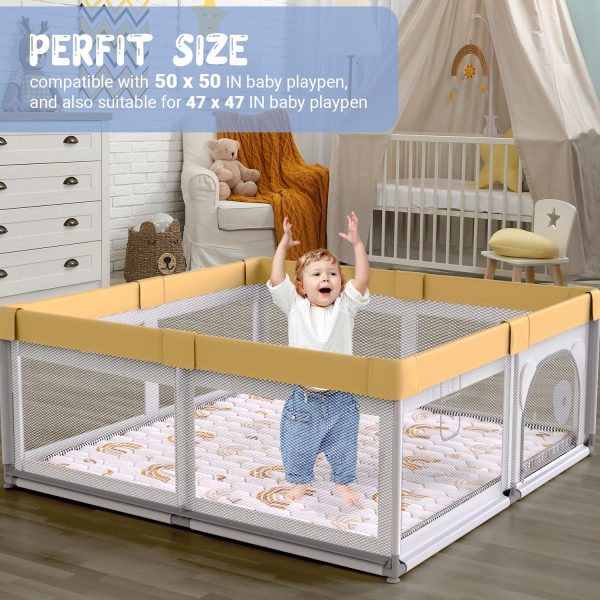 Boho Rainbow White Baby Play Mat - Non-Slip & Educational