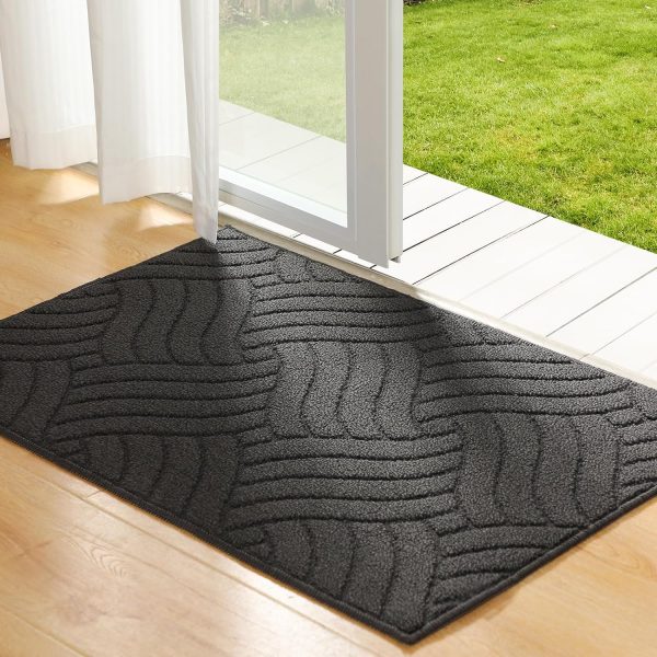 Door Mat - Non-Slip & Absorbent | Charcoal Gray Knot Design