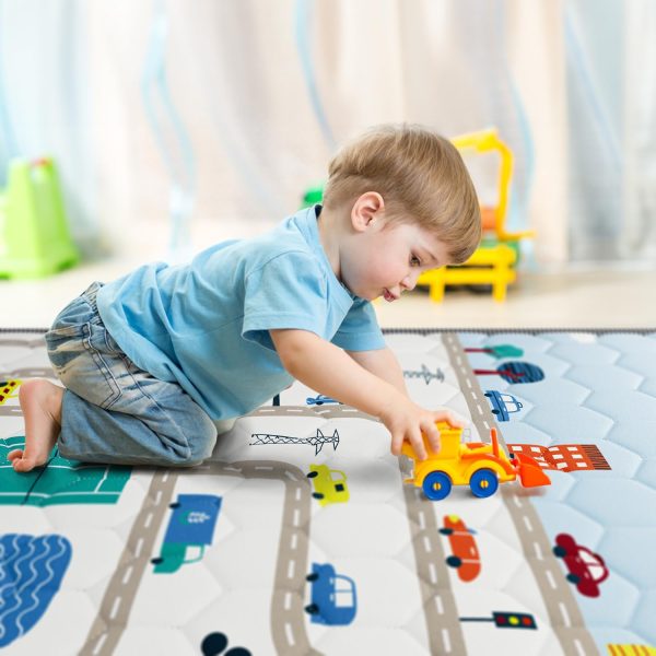 Car Theme Baby Play Mat - Waterproof, Non-Slip & Portable