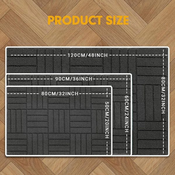 Door Mat - Non-Slip & Absorbent | Charcoal Gray Line Pattern