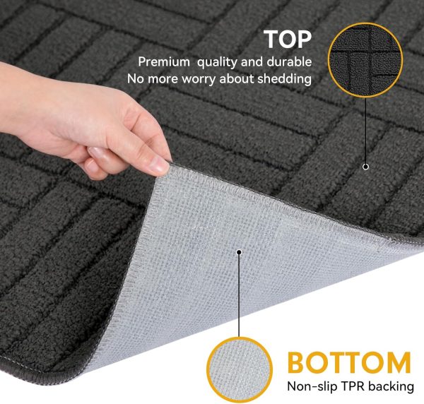 Door Mat - Non-Slip & Absorbent | Charcoal Gray Line Pattern