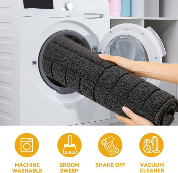 Door Mat - Non-Slip & Absorbent | Charcoal Gray Line Pattern