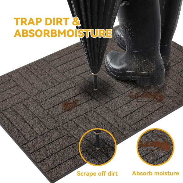 Door Mat - Non-Slip & Absorbent | Dark Gray Line Pattern