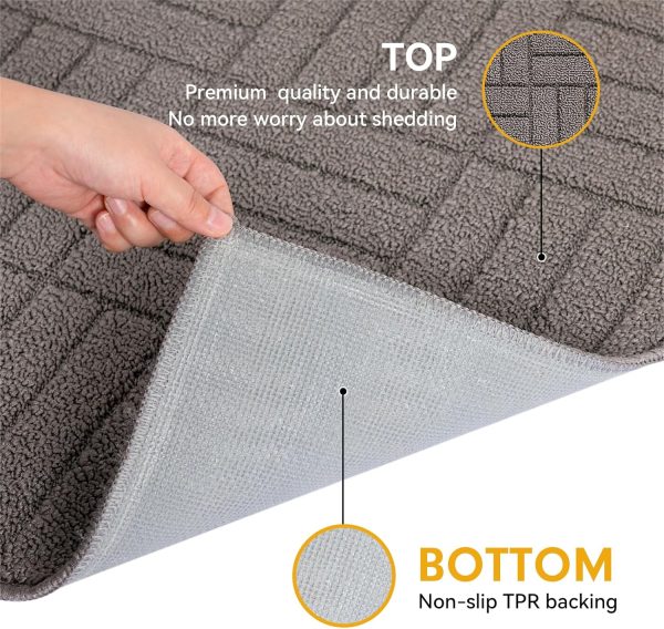 Door Mat - Non-Slip & Absorbent | Dark Gray Line Pattern