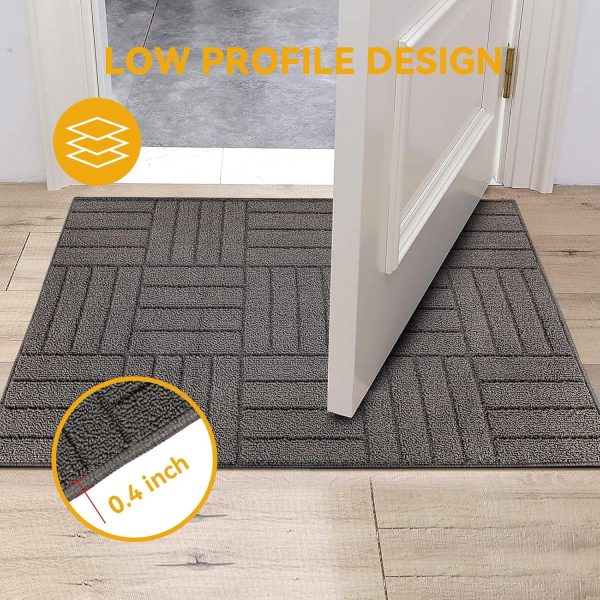 Door Mat - Non-Slip & Absorbent | Dark Gray Line Pattern