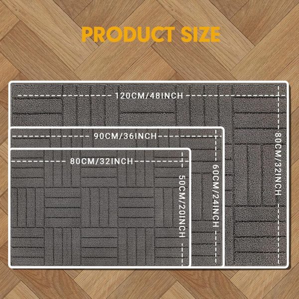 Door Mat - Non-Slip & Absorbent | Dark Gray Line Pattern