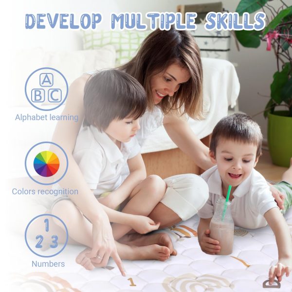 Boho Rainbow White Baby Play Mat - Non-Slip & Educational